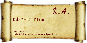 Kürti Alex névjegykártya